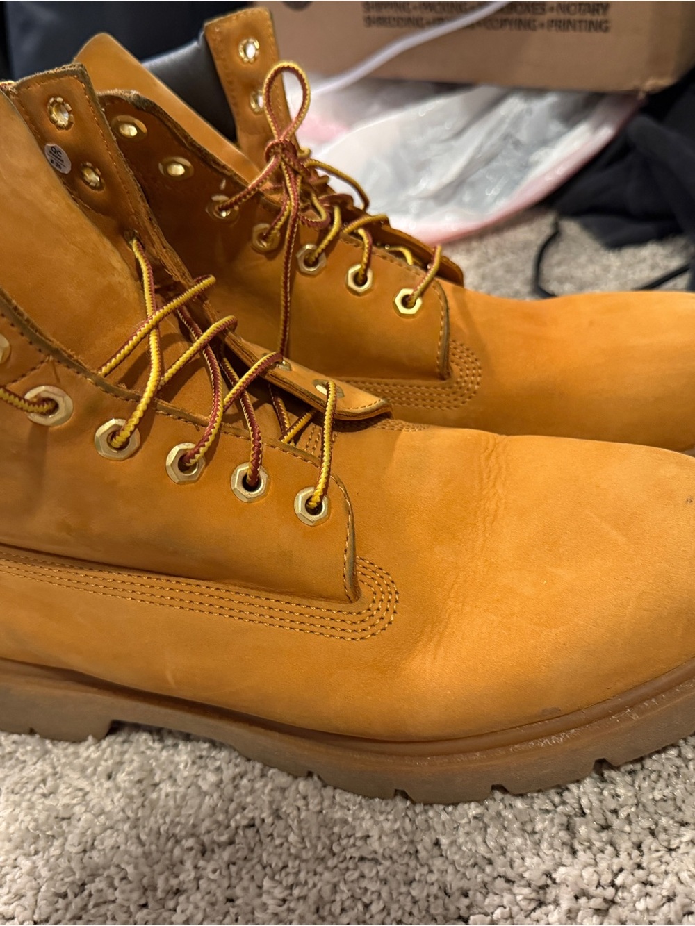 Timberland Wheat Nubuck Work Boots - Golden Tan Lace-Up